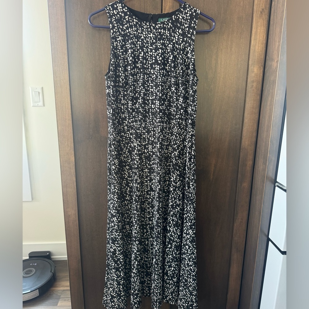 Ralph Lauren Black and White Printed Sleeveless Maxi Dress